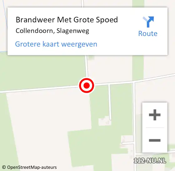 Locatie op kaart van de 112 melding: Brandweer Met Grote Spoed Naar Collendoorn, Slagenweg op 15 september 2016 22:24