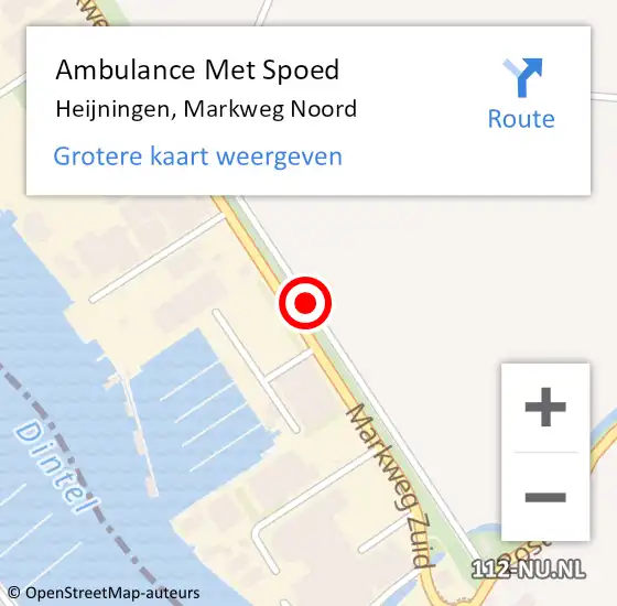 Locatie op kaart van de 112 melding: Ambulance Met Spoed Naar Heijningen, Markweg Noord op 15 september 2016 23:37