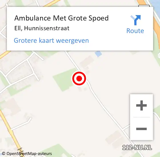 Locatie op kaart van de 112 melding: Ambulance Met Grote Spoed Naar Ell, Hunnissenstraat op 16 september 2016 00:17