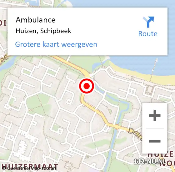 Locatie op kaart van de 112 melding: Ambulance Huizen, Schipbeek op 27 december 2013 13:22