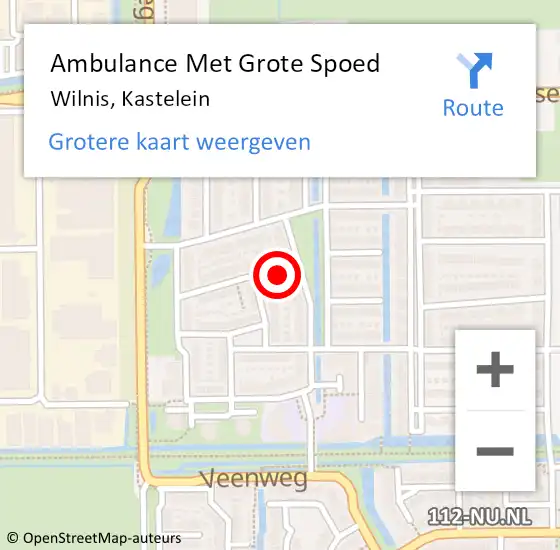 Locatie op kaart van de 112 melding: Ambulance Met Grote Spoed Naar Wilnis, Kastelein op 16 september 2016 01:19