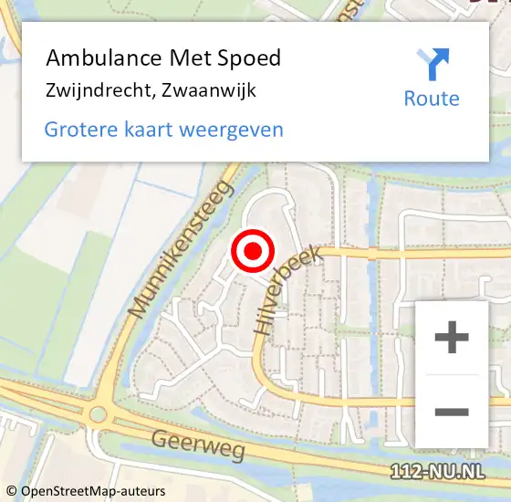 Locatie op kaart van de 112 melding: Ambulance Met Spoed Naar Zwijndrecht, Zwaanwijk op 16 september 2016 01:36