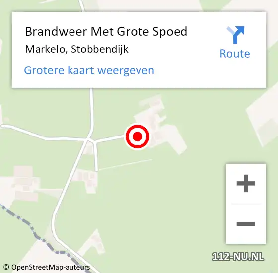 Locatie op kaart van de 112 melding: Brandweer Met Grote Spoed Naar Markelo, Stobbendijk op 16 september 2016 02:09