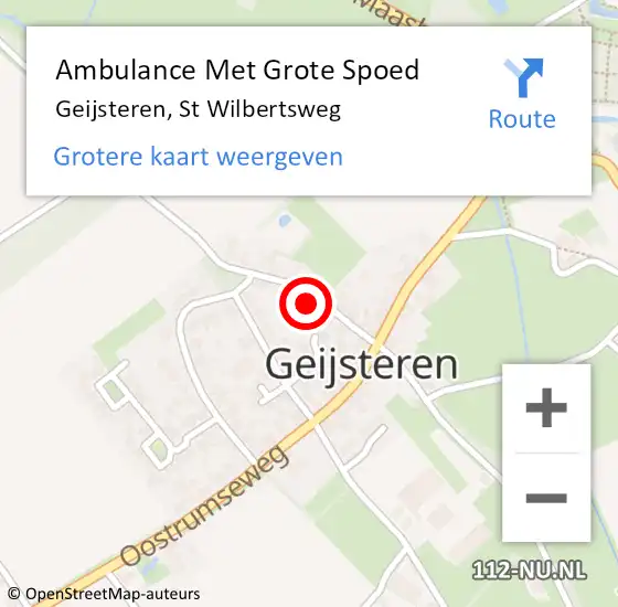 Locatie op kaart van de 112 melding: Ambulance Met Grote Spoed Naar Geijsteren, St Wilbertsweg op 16 september 2016 04:12