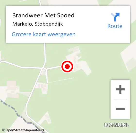 Locatie op kaart van de 112 melding: Brandweer Met Spoed Naar Markelo, Stobbendijk op 16 september 2016 04:47