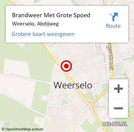 Locatie op kaart van de 112 melding: Brandweer Met Grote Spoed Naar Weerselo, Abdijweg op 16 september 2016 06:00