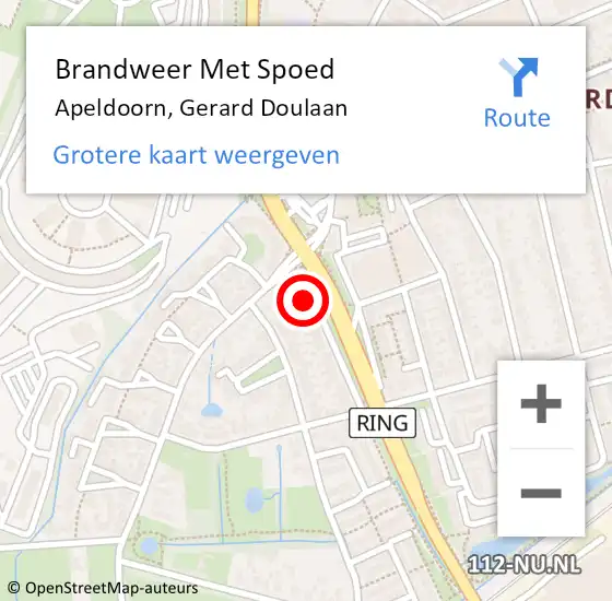 Locatie op kaart van de 112 melding: Brandweer Met Spoed Naar Apeldoorn, Gerard Doulaan op 16 september 2016 07:43