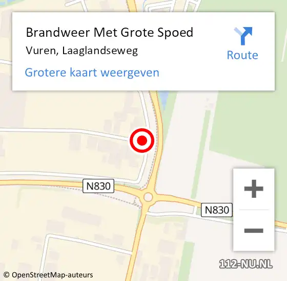 Locatie op kaart van de 112 melding: Brandweer Met Grote Spoed Naar Vuren, Laaglandseweg op 16 september 2016 07:59