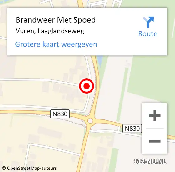 Locatie op kaart van de 112 melding: Brandweer Met Spoed Naar Vuren, Laaglandseweg op 16 september 2016 08:00