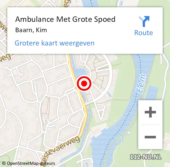 Locatie op kaart van de 112 melding: Ambulance Met Grote Spoed Naar Baarn, Kim op 16 september 2016 08:08