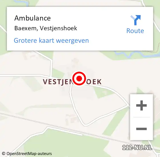 Locatie op kaart van de 112 melding: Ambulance Baexem, Vestjenshoek op 16 september 2016 08:31
