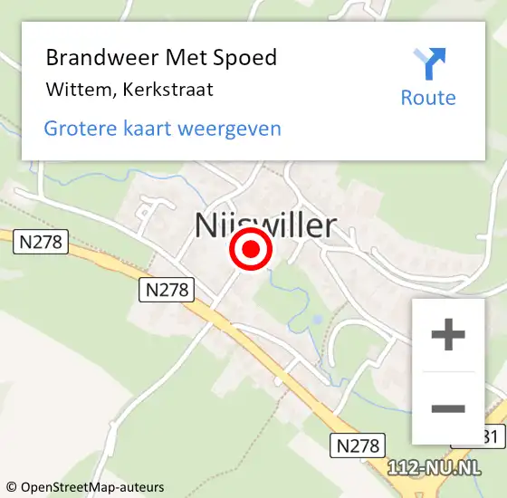 Locatie op kaart van de 112 melding: Brandweer Met Spoed Naar Wittem, Kerkstraat op 16 september 2016 09:09