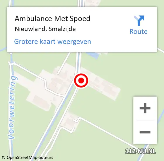 Locatie op kaart van de 112 melding: Ambulance Met Spoed Naar Nieuwland, Smalzijde op 16 september 2016 09:43