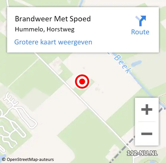 Locatie op kaart van de 112 melding: Brandweer Met Spoed Naar Hummelo, Horstweg op 16 september 2016 10:11