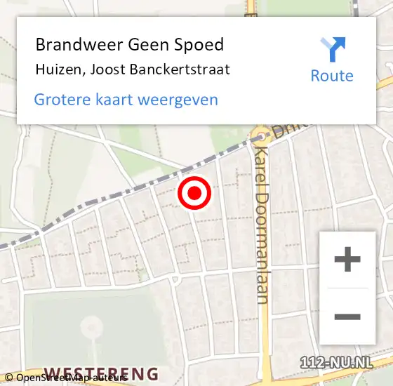 Locatie op kaart van de 112 melding: Brandweer Geen Spoed Naar Huizen, Joost Banckertstraat op 16 september 2016 10:18