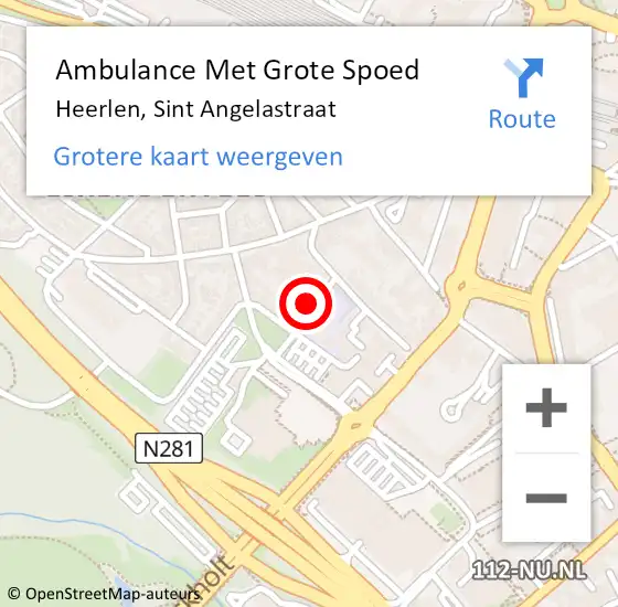 Locatie op kaart van de 112 melding: Ambulance Met Grote Spoed Naar Heerlen, Sint Angelastraat op 27 december 2013 13:55