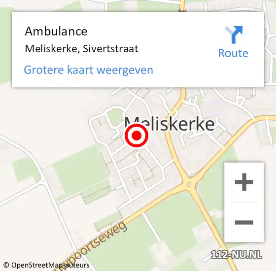 Locatie op kaart van de 112 melding: Ambulance Meliskerke, Sivertstraat op 16 september 2016 12:36