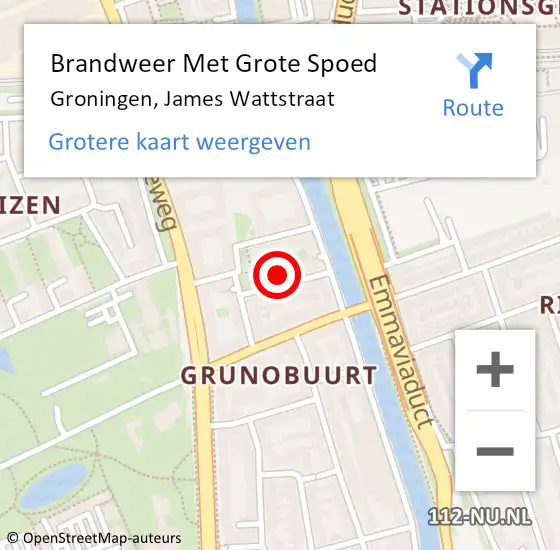 Locatie op kaart van de 112 melding: Brandweer Met Grote Spoed Naar Groningen, James Wattstraat op 16 september 2016 13:02