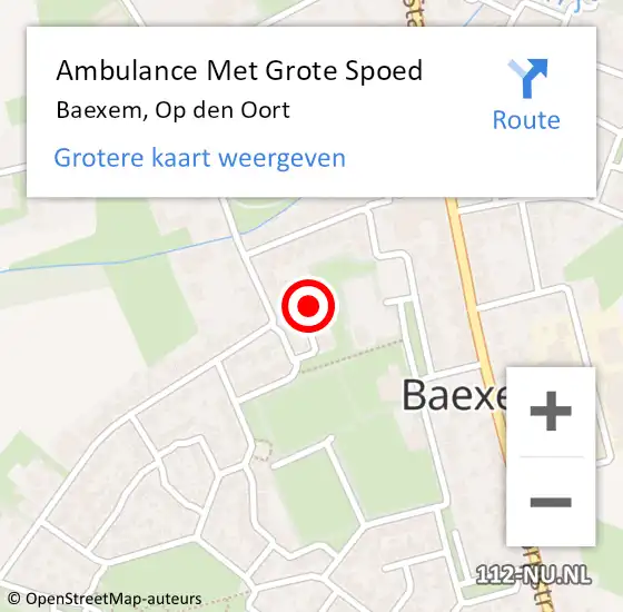 Locatie op kaart van de 112 melding: Ambulance Met Grote Spoed Naar Baexem, Op den Oort op 16 september 2016 13:57