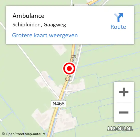 Locatie op kaart van de 112 melding: Ambulance Schipluiden, Gaagweg op 16 september 2016 14:18