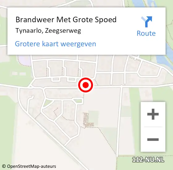 Locatie op kaart van de 112 melding: Brandweer Met Grote Spoed Naar Tynaarlo, Zeegserweg op 16 september 2016 15:01