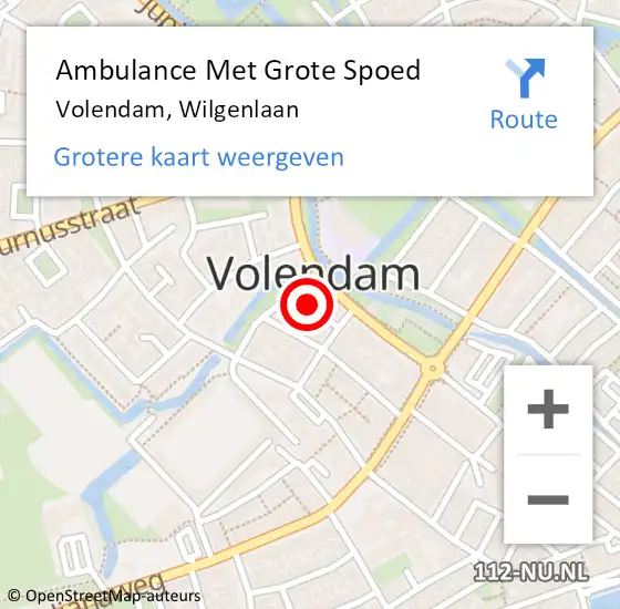 Locatie op kaart van de 112 melding: Ambulance Met Grote Spoed Naar Volendam, Wilgenlaan op 16 september 2016 15:54