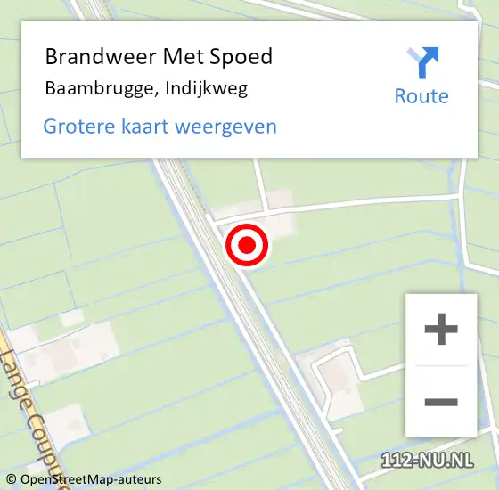 Locatie op kaart van de 112 melding: Brandweer Met Spoed Naar Baambrugge, Indijkweg op 16 september 2016 15:54