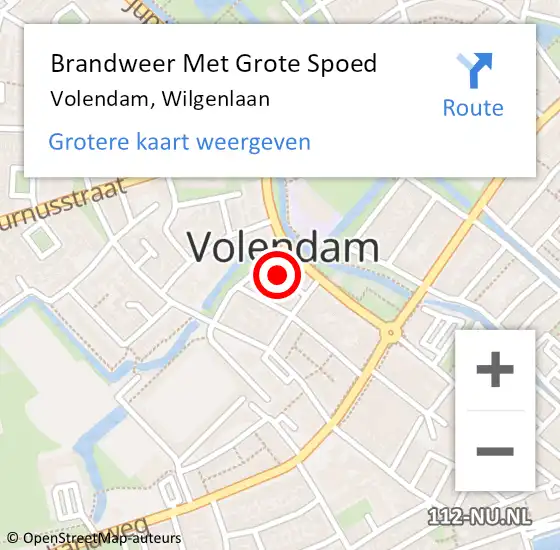 Locatie op kaart van de 112 melding: Brandweer Met Grote Spoed Naar Volendam, Wilgenlaan op 16 september 2016 16:00