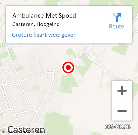 Locatie op kaart van de 112 melding: Ambulance Met Spoed Naar Casteren, Hoogeind op 16 september 2016 16:10