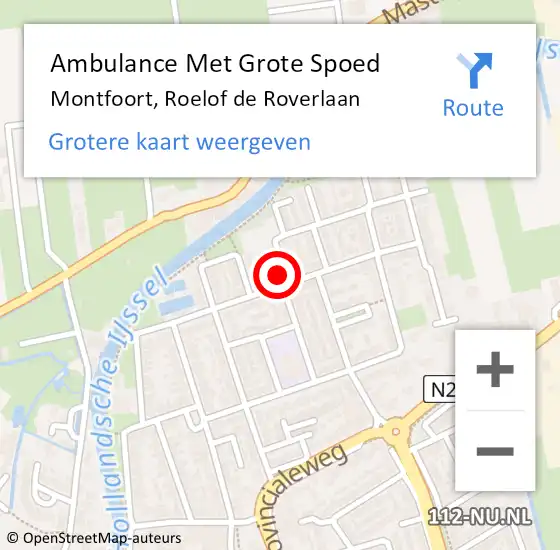 Locatie op kaart van de 112 melding: Ambulance Met Grote Spoed Naar Montfoort, Roelof de Roverlaan op 16 september 2016 20:18