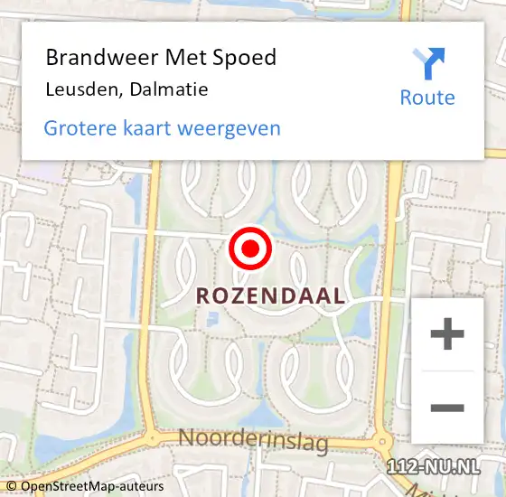 Locatie op kaart van de 112 melding: Brandweer Met Spoed Naar Leusden, Dalmatie op 16 september 2016 20:39