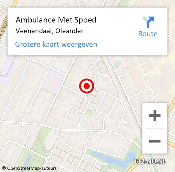 Locatie op kaart van de 112 melding: Ambulance Met Spoed Naar Veenendaal, Oleander op 16 september 2016 20:56