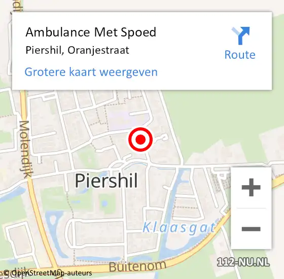 Locatie op kaart van de 112 melding: Ambulance Met Spoed Naar Piershil, Oranjestraat op 16 september 2016 21:29