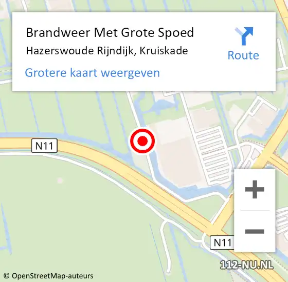 Locatie op kaart van de 112 melding: Brandweer Met Grote Spoed Naar Hazerswoude Rijndijk, Kruiskade op 16 september 2016 21:34