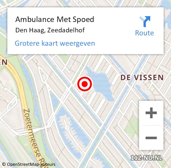 Locatie op kaart van de 112 melding: Ambulance Met Spoed Naar Den Haag, Zeedadelhof op 16 september 2016 22:19