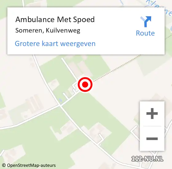 Locatie op kaart van de 112 melding: Ambulance Met Spoed Naar Someren, Kuilvenweg op 17 september 2016 00:26