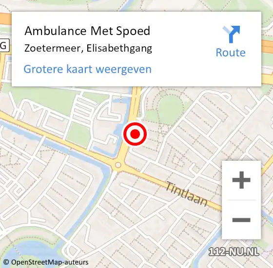 Locatie op kaart van de 112 melding: Ambulance Met Spoed Naar Zoetermeer, Elisabethgang op 17 september 2016 01:06