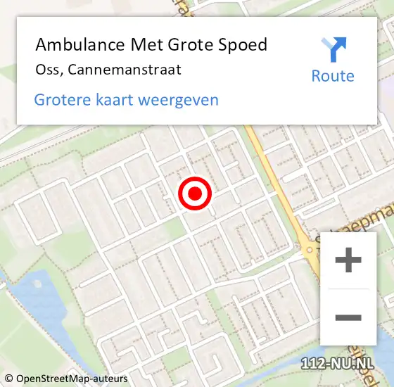 Locatie op kaart van de 112 melding: Ambulance Met Grote Spoed Naar Oss, Cannemanstraat op 17 september 2016 01:24