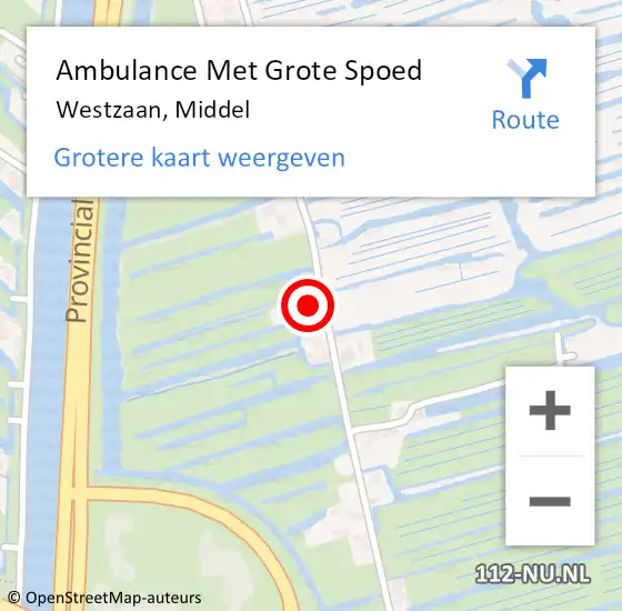 Locatie op kaart van de 112 melding: Ambulance Met Grote Spoed Naar Westzaan, Middel op 17 september 2016 01:45