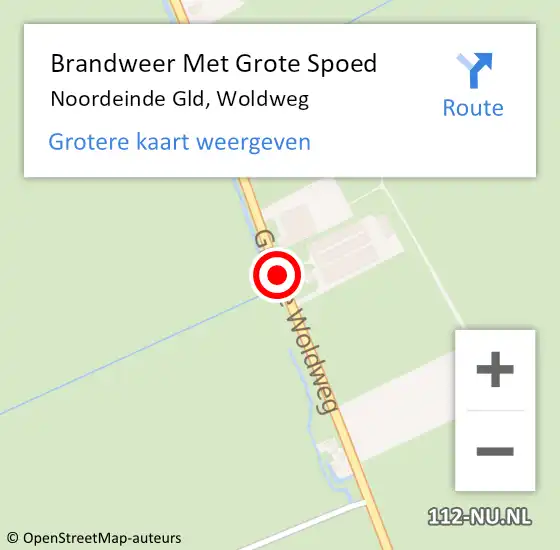 Locatie op kaart van de 112 melding: Brandweer Met Grote Spoed Naar Noordeinde Gld, Woldweg op 17 september 2016 01:57