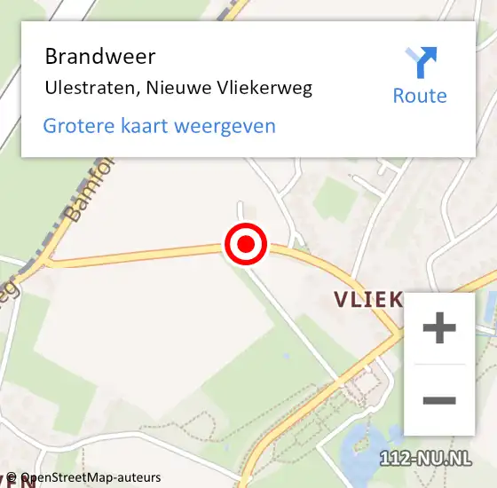 Locatie op kaart van de 112 melding: Brandweer Ulestraten, Nieuwe Vliekerweg op 27 december 2013 14:54