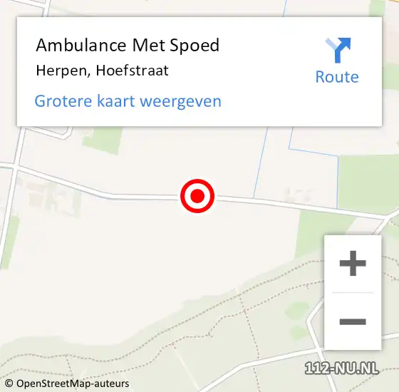 Locatie op kaart van de 112 melding: Ambulance Met Spoed Naar Herpen, Hoefstraat op 17 september 2016 04:09