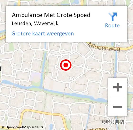 Locatie op kaart van de 112 melding: Ambulance Met Grote Spoed Naar Leusden, Waverwijk op 17 september 2016 06:29