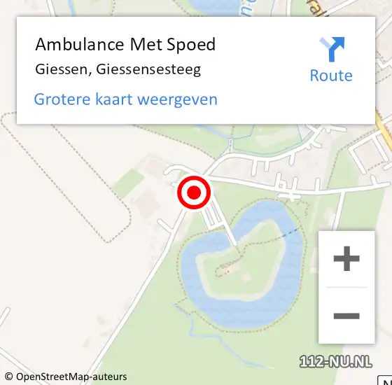 Locatie op kaart van de 112 melding: Ambulance Met Spoed Naar Giessen, Giessensesteeg op 17 september 2016 06:58