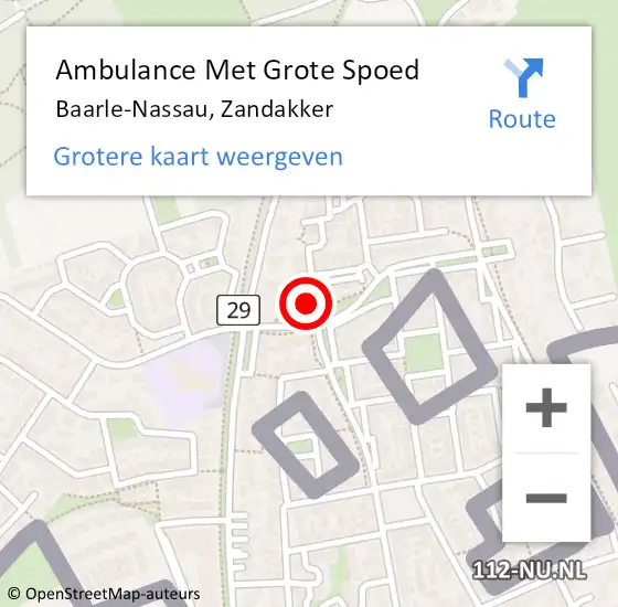 Locatie op kaart van de 112 melding: Ambulance Met Grote Spoed Naar Baarle-Nassau, Zandakker op 17 september 2016 07:24