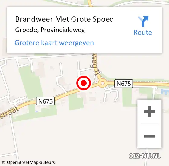 Locatie op kaart van de 112 melding: Brandweer Met Grote Spoed Naar Groede, Provincialeweg op 17 september 2016 07:35