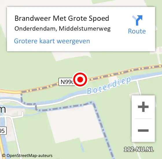 Locatie op kaart van de 112 melding: Brandweer Met Grote Spoed Naar Onderdendam, Middelstumerweg op 17 september 2016 07:43