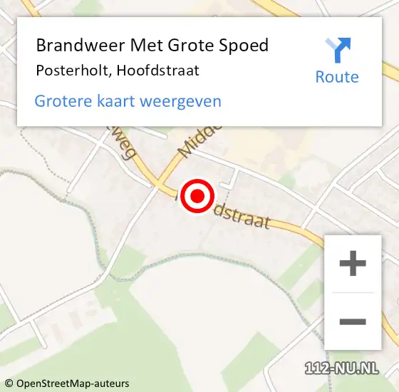 Locatie op kaart van de 112 melding: Brandweer Met Grote Spoed Naar Posterholt, Hoofdstraat op 17 september 2016 08:46