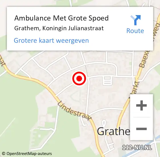 Locatie op kaart van de 112 melding: Ambulance Met Grote Spoed Naar Grathem, Koningin Julianastraat op 17 september 2016 09:54