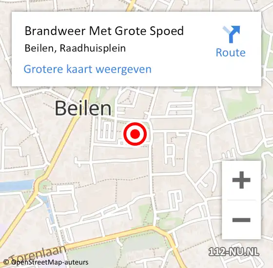 Locatie op kaart van de 112 melding: Brandweer Met Grote Spoed Naar Beilen, Raadhuisplein op 17 september 2016 10:41